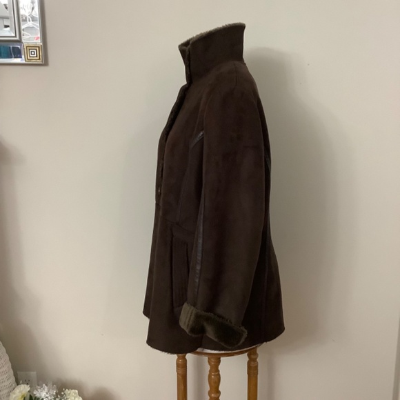 VIA SPIGA faux suede coat fur-lined Large - Picture 3 of 9